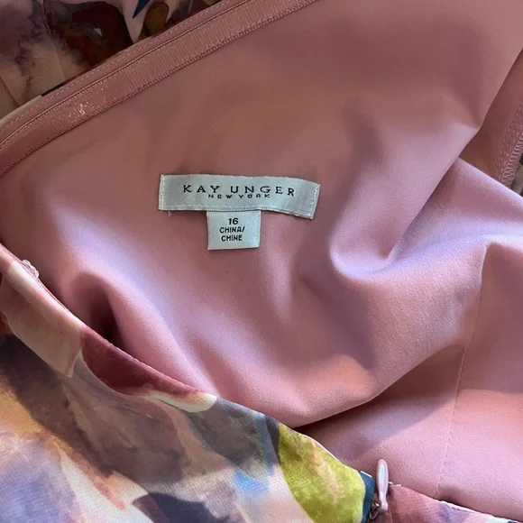 Kay Unger Lilah Tea Length Floral One-Shoulder Dress - Picture 10 of 12